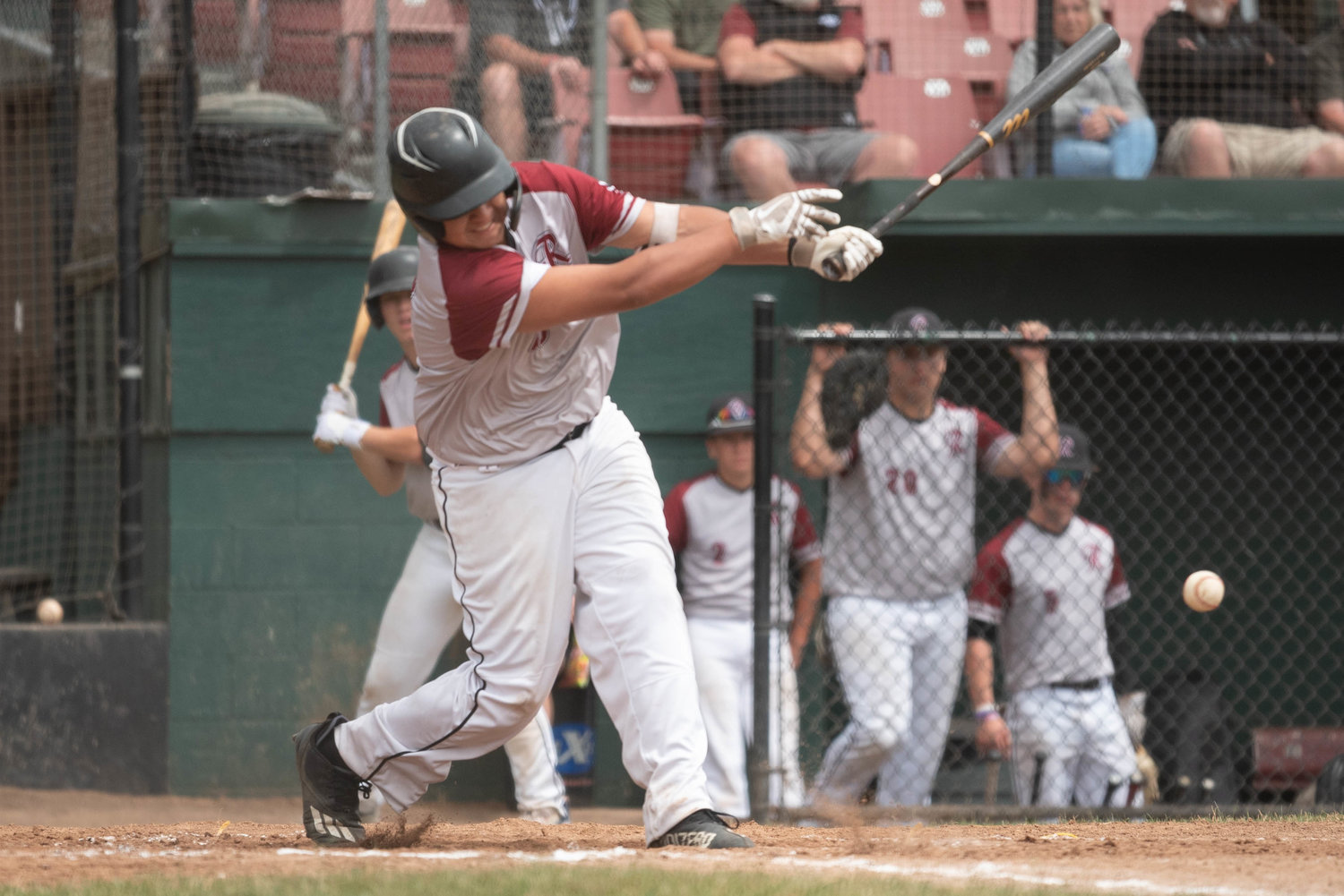 Carlos Vallejo takes a swing for I-5 Jeep Renegades in the Brian Cox Tournament semifinals against I-5 Toyota Mountain Dew July 17 at Ed Wheeler Field.