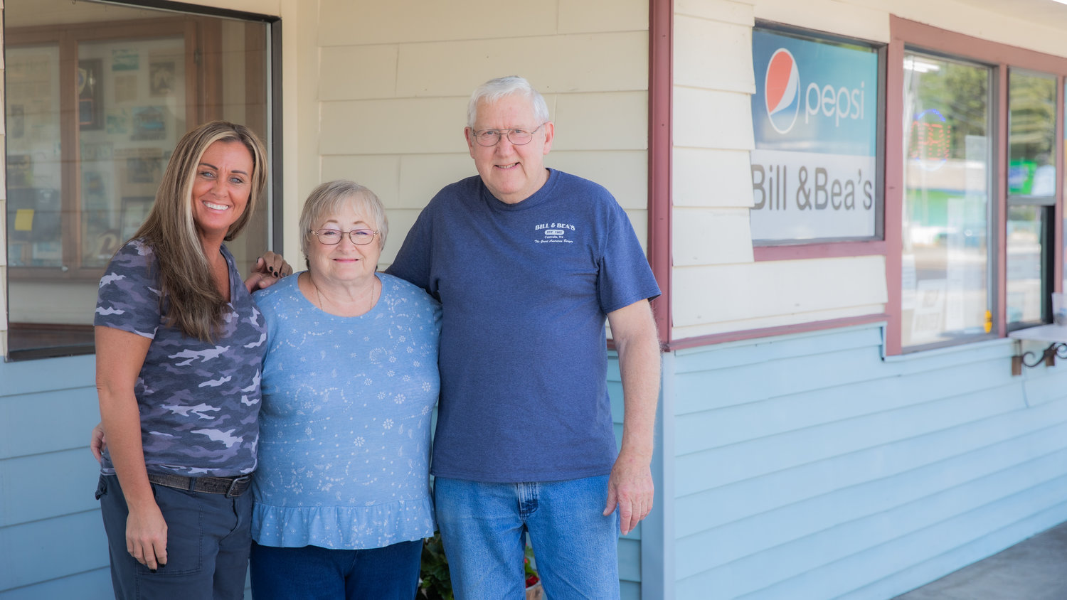 Tonya Hagan, left, stands in front of  Bill & Bea’s Drive-in with Jill and Denny Greene Tuesday afternoon.
