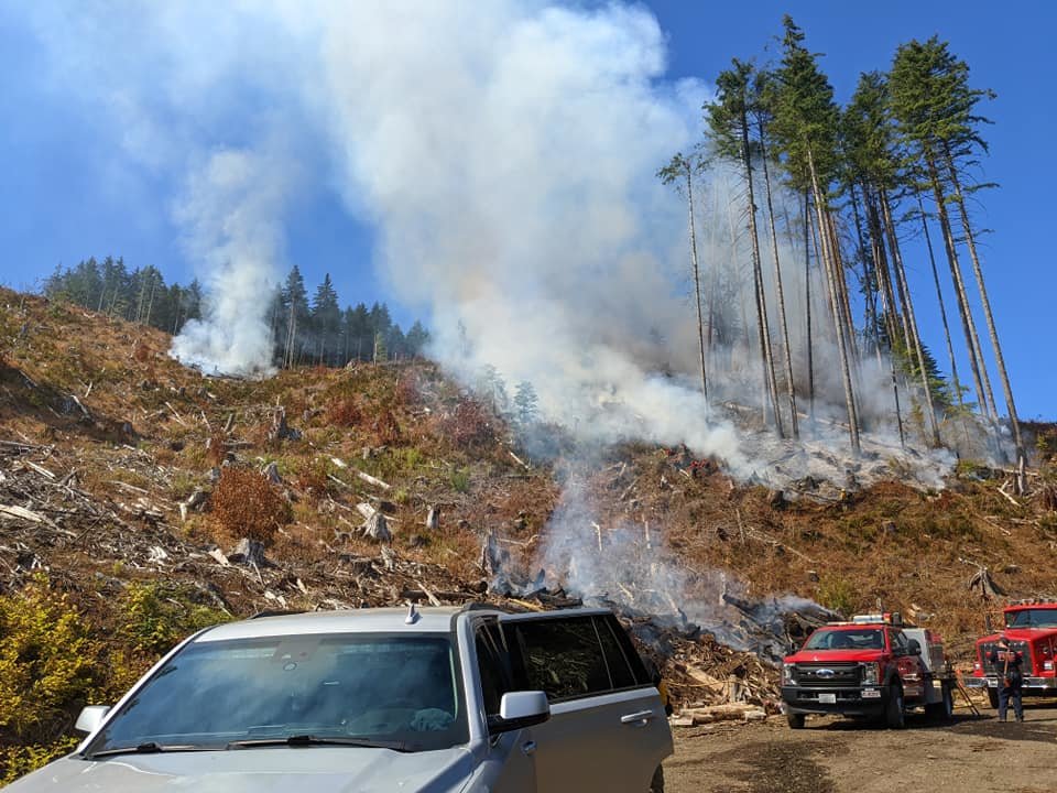 A controlled burn in the early hours of Tuesday morning in Capitol State Forest spread.