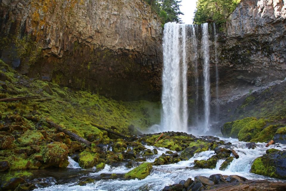 A summer morning at Tamanawas Falls, a 109-foot waterfall found at the end of a two-mile hike on the east side of Mount Hood.