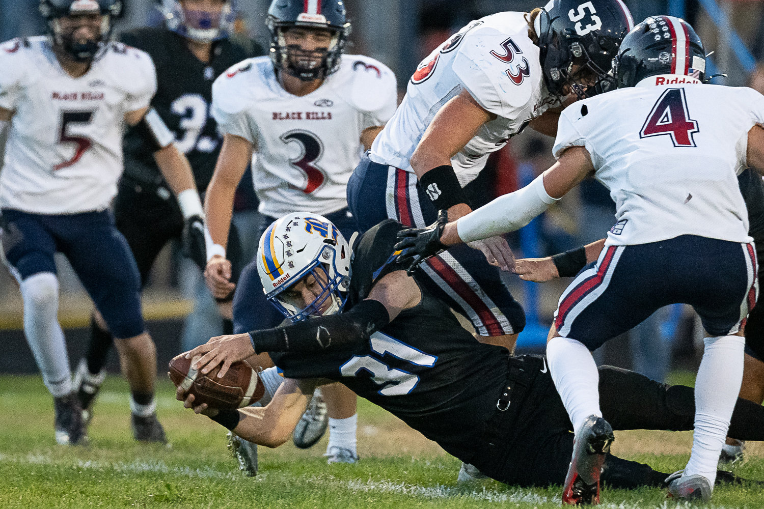 Rochester's James Morris dives for a touchdown in a 34-14 loss to Black Hills Sept. 16.