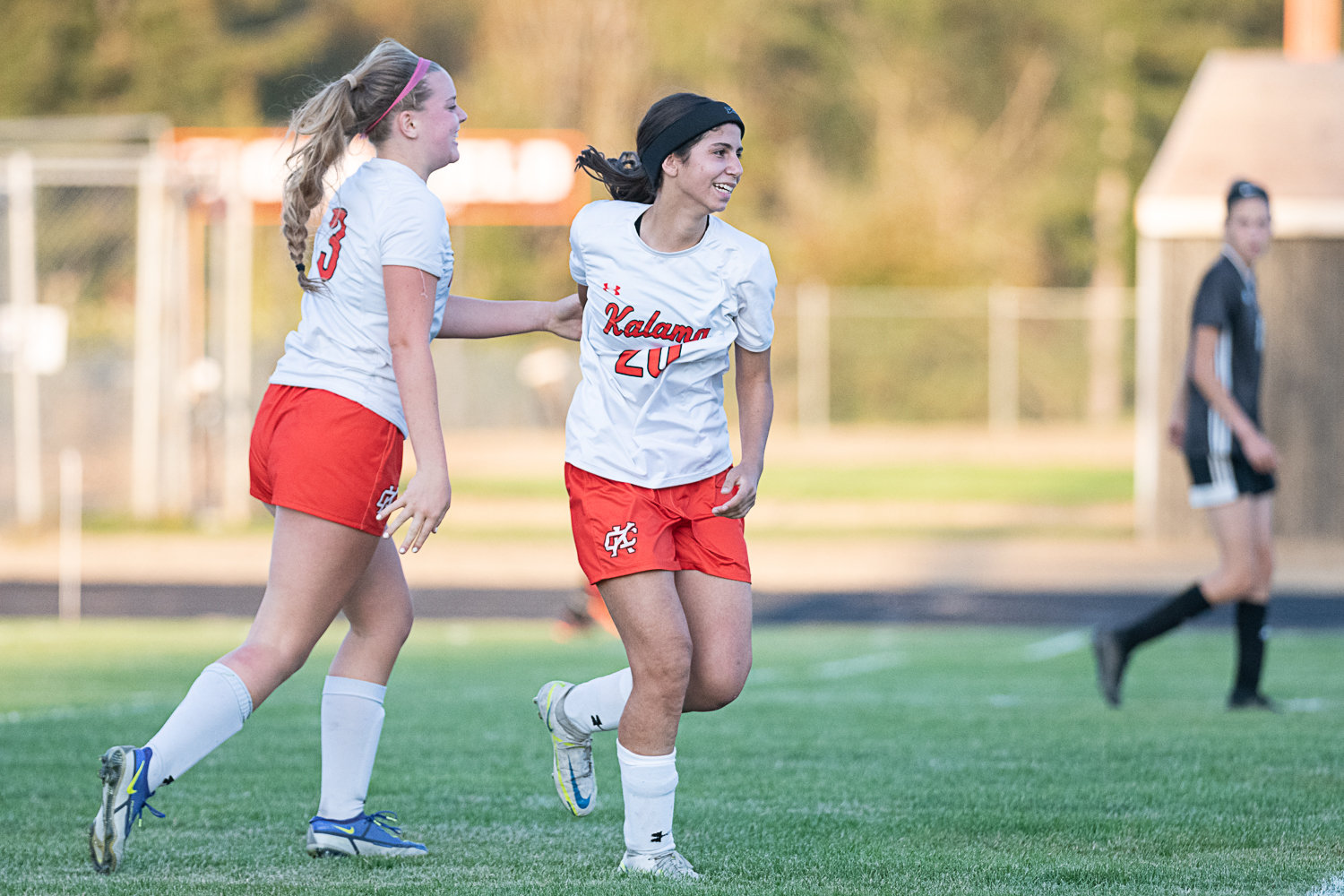 Kalama eighth grader Sienna DiCristina celebrates after her goal in the 35th minute against Napavine Sept. 19.
