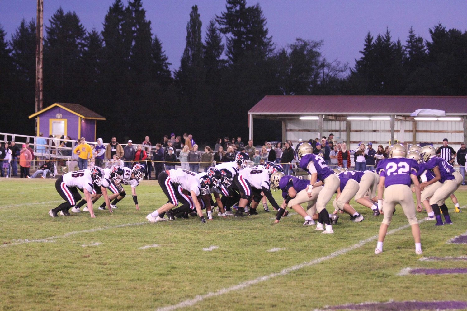 Tenino and Onalaska line up against each other during the Beavers' 40-6 win over the Loggers in Onalaska on Sept. 23.