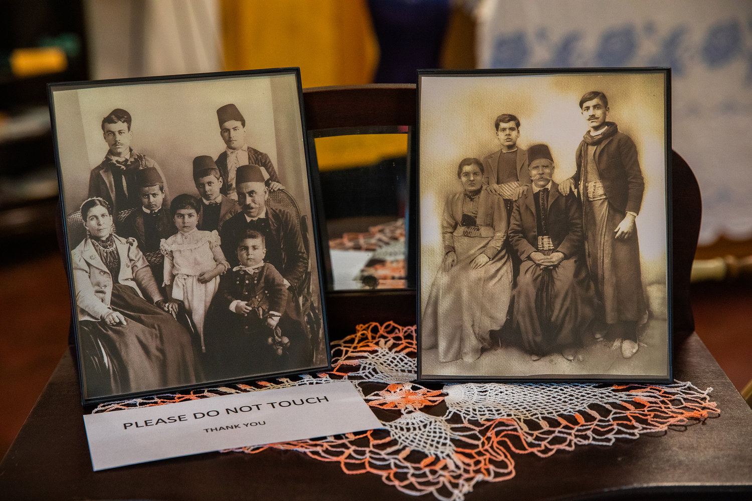 Fairhart family portraits are displayed Wednesday at the Morton Historical Museum.