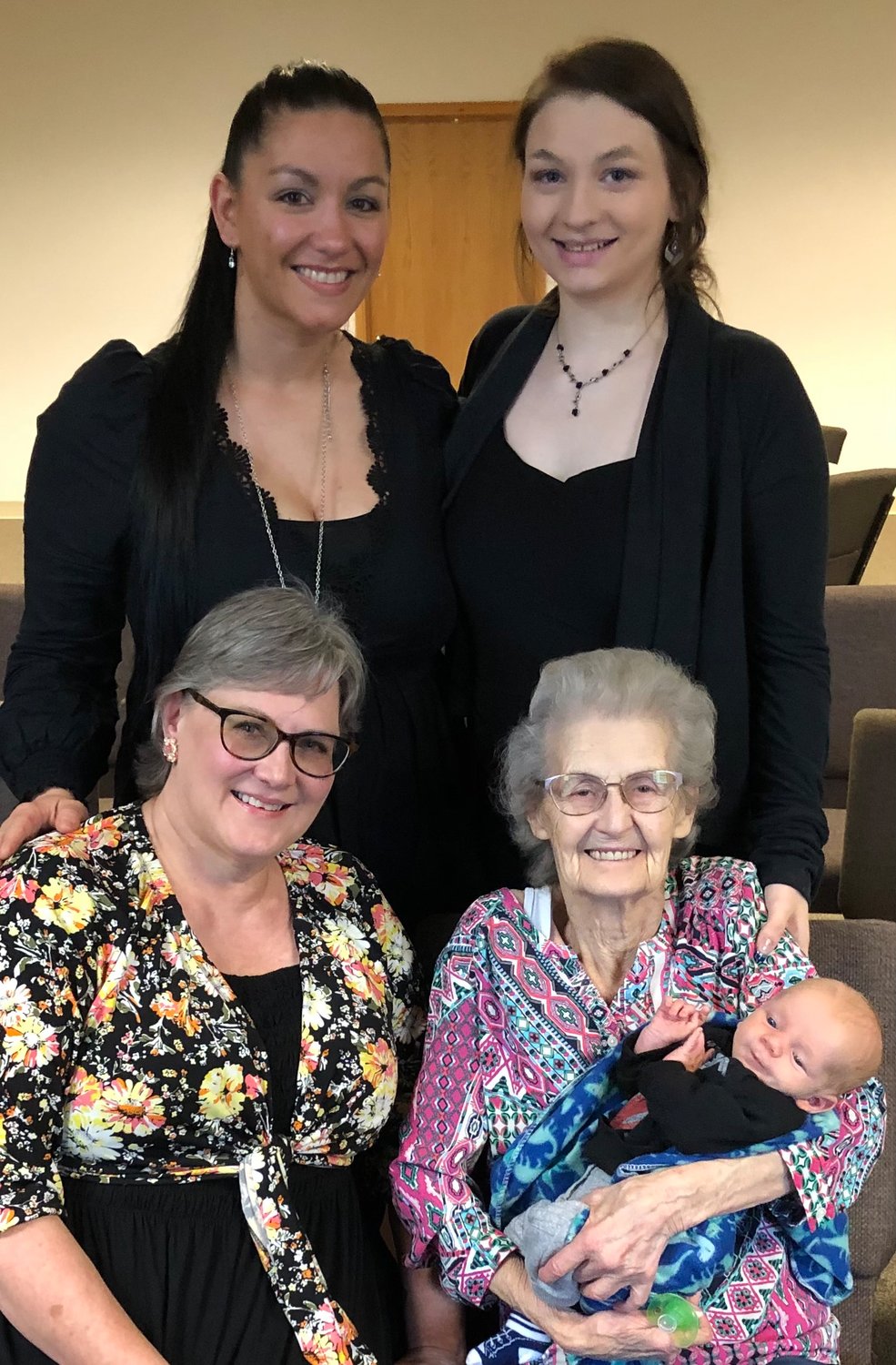 Melodee Bailey, of Chehalis, shared this photograph of five generations of her family in one photograph. Pictured are great-great-grandmother Theola Owen, great-grandmother Kimberlee Hornquist, grandmother Monica Michelle, mother Mahaila Rayne Hanson and son Michael Elijah Green.