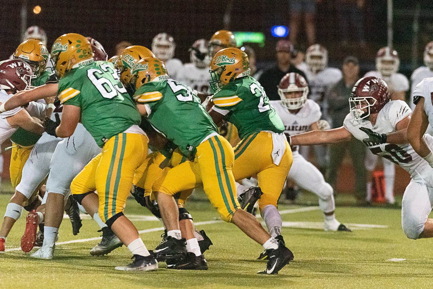 Carlos Matheney follows a line of blockers during Tumwater's 28-7 loss to W.F. West on Sept. 30.