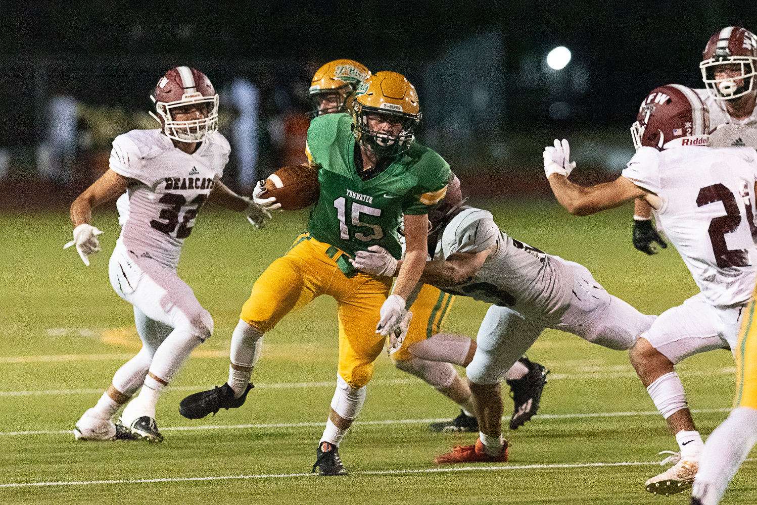 Logan Cole carries the ball during Tumwater's 28-7 loss to W.F. West on Sept. 30.