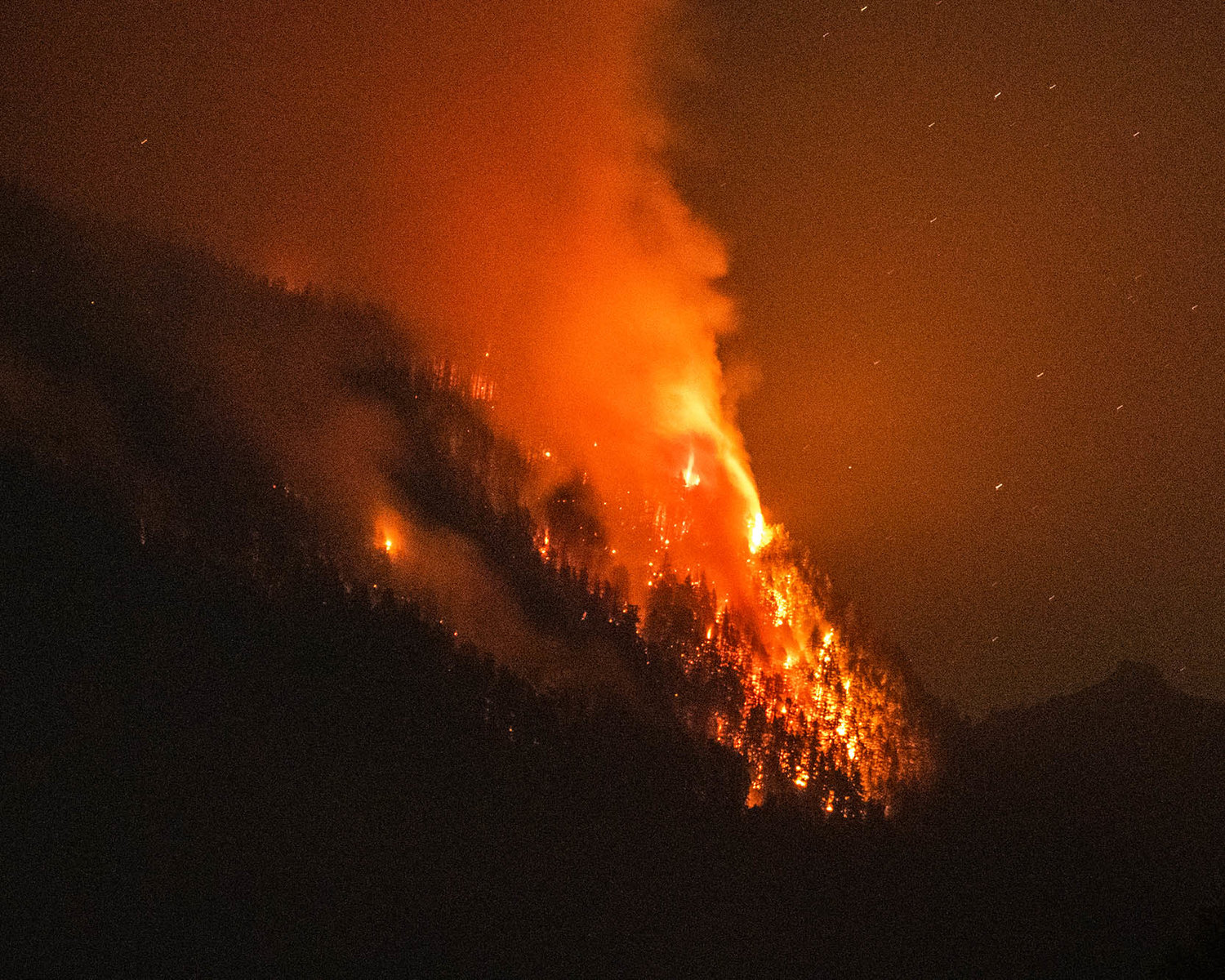 FILE PHOTO — The Goat Rocks Fire burns in the Gifford Pinchot National Forest in October 2022.