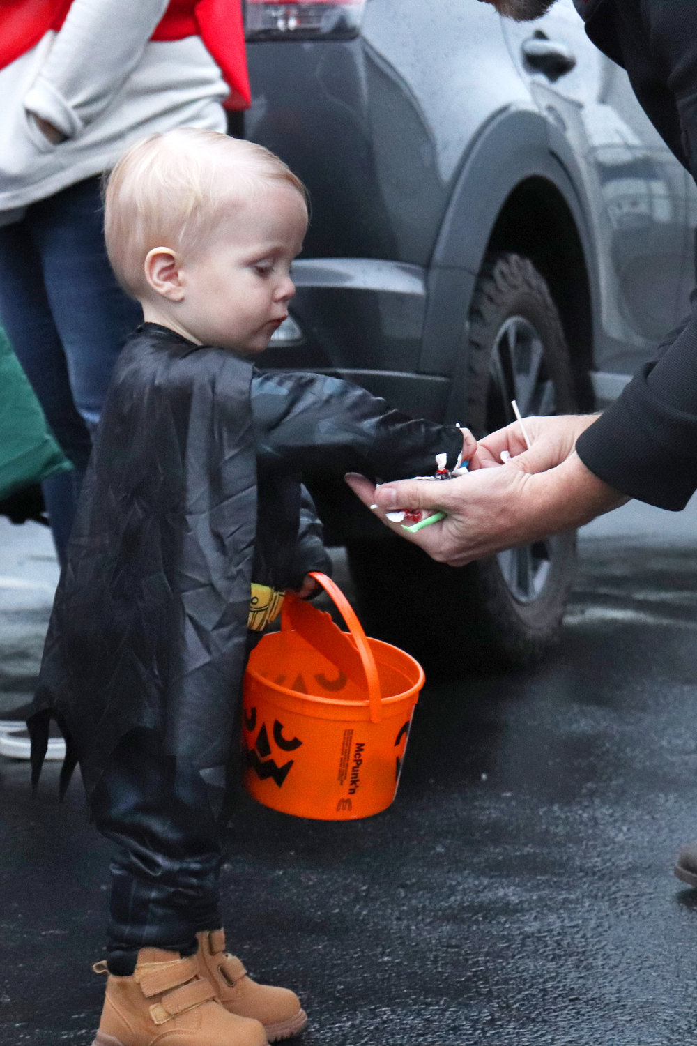 Leaf, 1, picks out candy during a trunk or treat event at the Lewis County Fire District 5 station in Napavine on Monday.