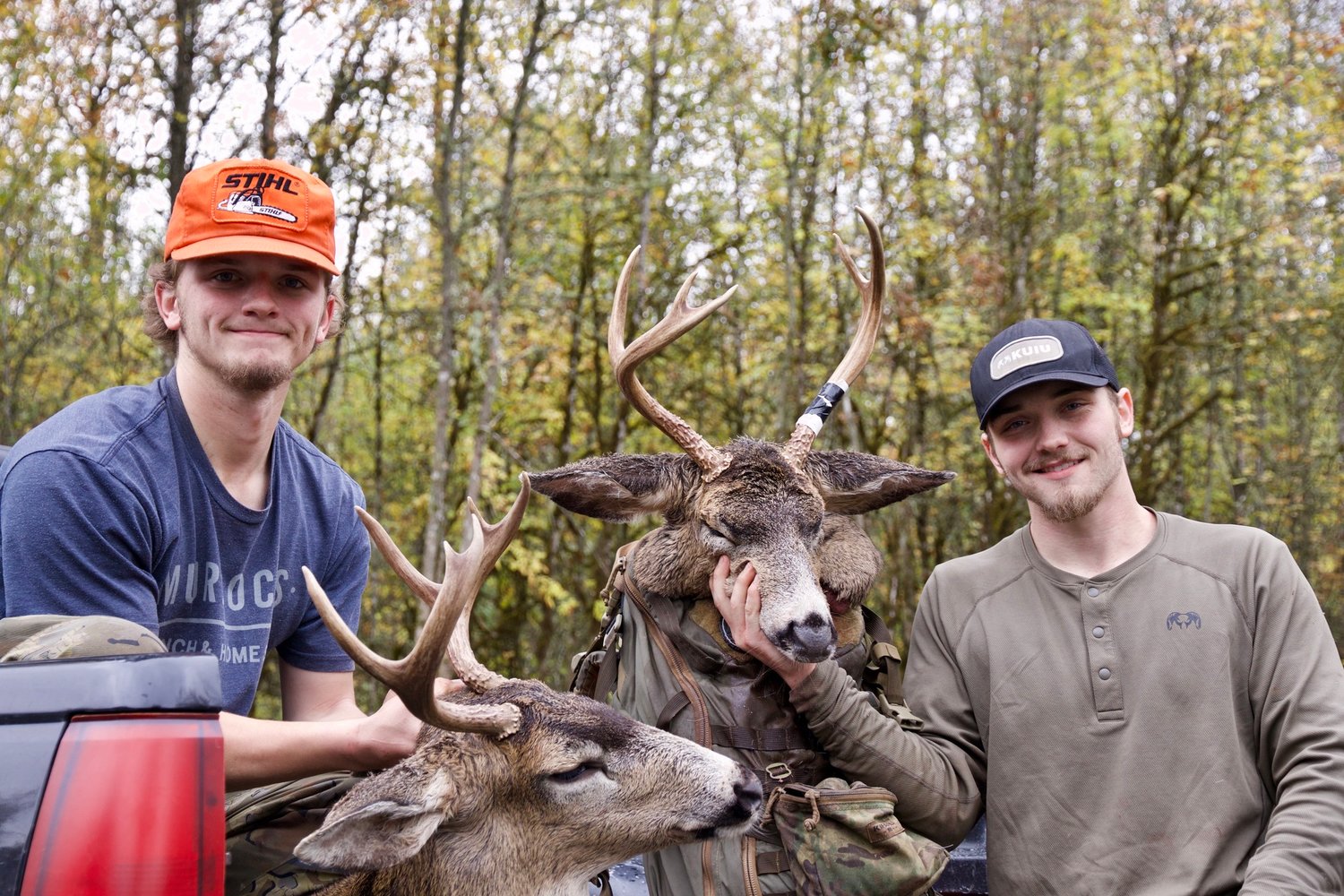 "Blacktail taken by my boys yesterday!" Chronicle staffer Sarah Burdick wrote when submitting these photos late last month. Left to right in the first image are Sawyer and Spencer Burdick. These deer were harvested during the black-tailed deer general season. Late season starts up again Nov. 17-20. These deer were harvested in "the Willapa Hills area." Sarah Burdick wouldn't provide an exact location so as to avoid giving up her sons' hunting grounds.  The Chronicle is including photos and details of successful local hunting and fishing outings in every Thursday edition. To be included, just send photos and information to news@chronline.com.