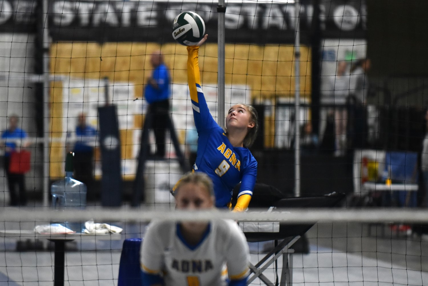 Danika Hallom serves it up during Adna's win over Toutle Lake in a loser-out match at the 2B state tournament in Yakima on Nov. 11.
