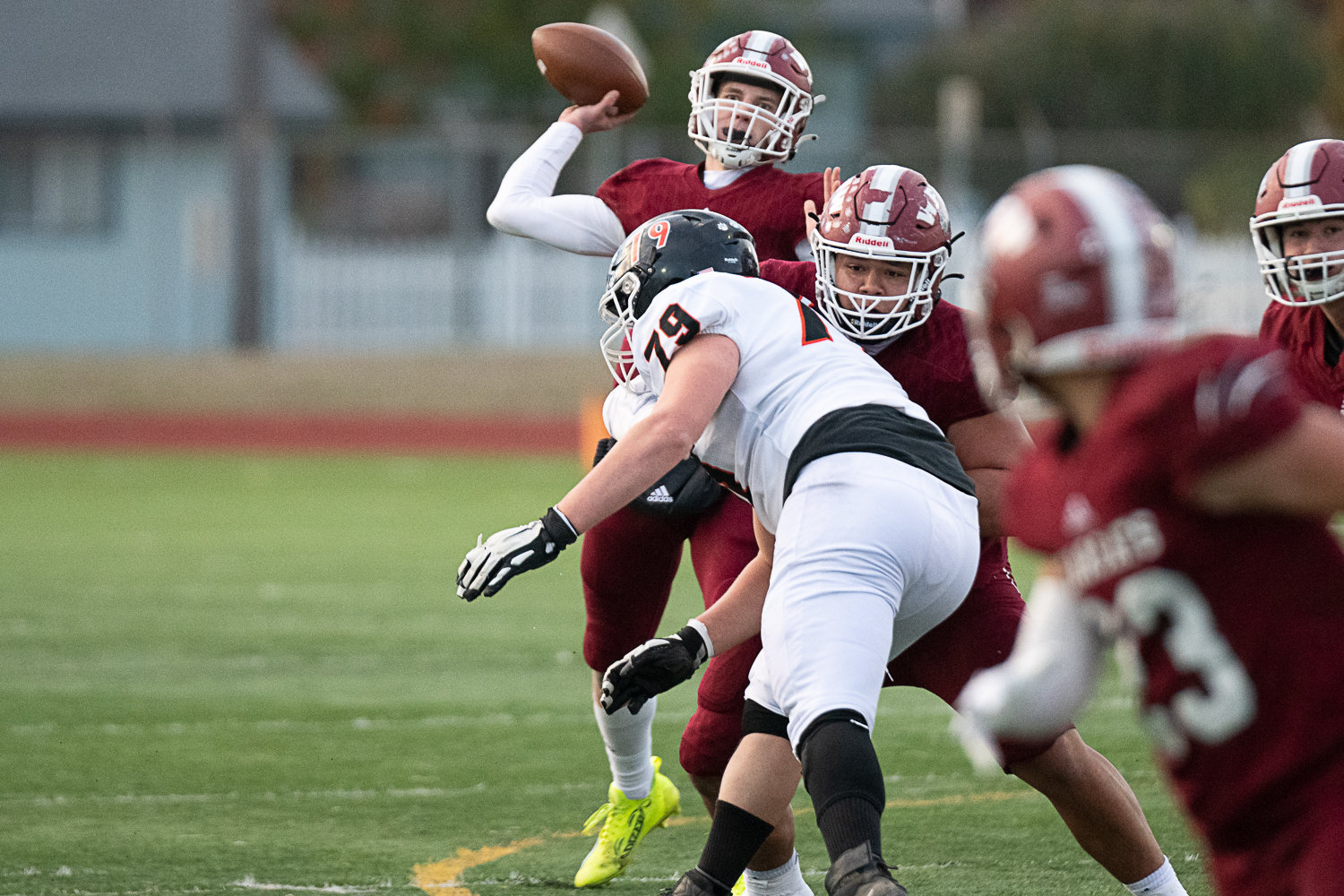 W.F. West quarterback Gavin Fugate looks to throw against Ephrata Nov. 11 at Centralia Tiger Stadium in the first round of the state playoffs.