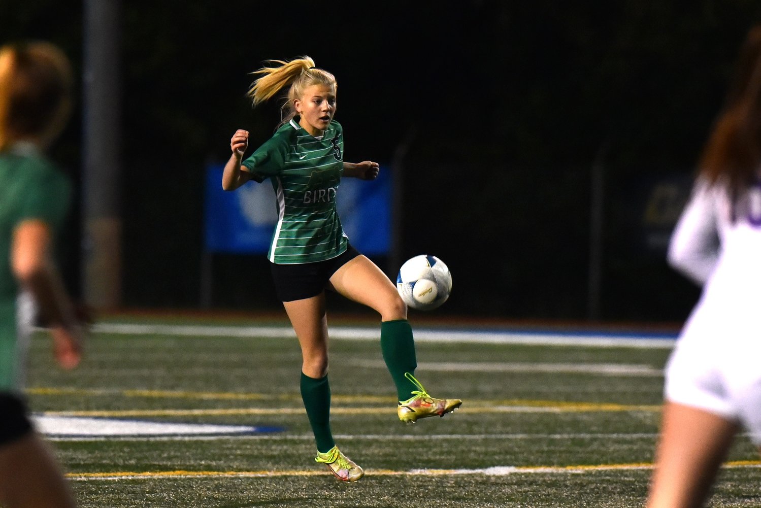 Sophie Boatright takes a touch to control the ball during Tumwater's 3-1 loss to Columbia River in the 2A state semifinals, at Shoreline Stadium on Nov. 18.