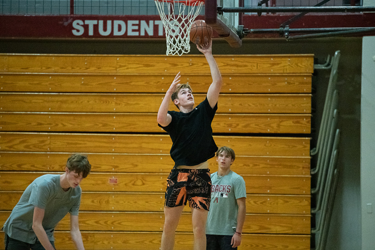 W.F. West wing Parker Eiswald rises for a layup during a conditioning drill Nov. 22.