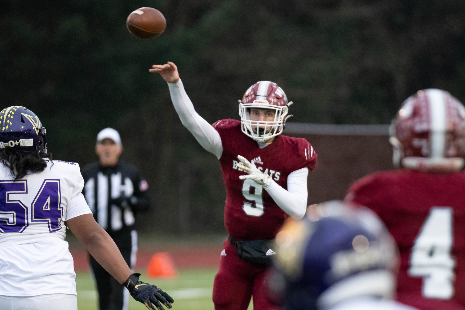 W.F. West quarterback Gavin Fugate throws a screen against North Kitsap in the 2A state semifinals Nov. 26 at Tumwater District Stadium.