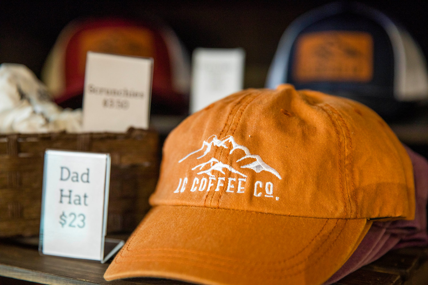 Lewis County Coffee Co. merch sits on display inside The Station in Centralia Wednesday morning.
