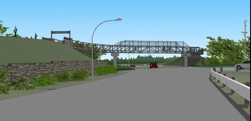A rendering of the finished overpass, looking east down State Route 6.