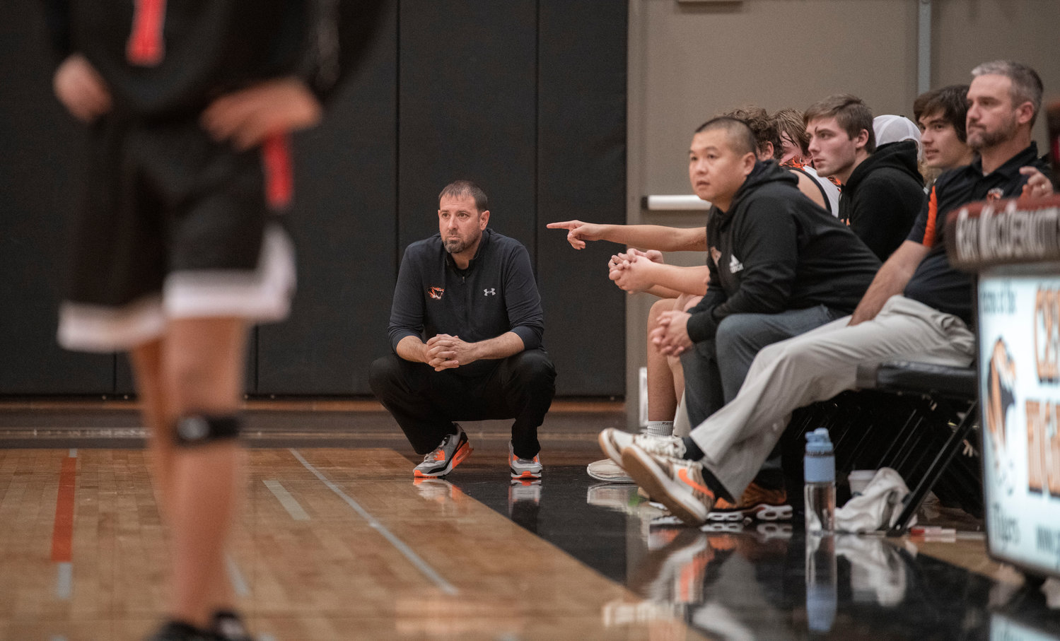 Centralia Head Coach Kyle Donahue watches the action during a game against Oakville.