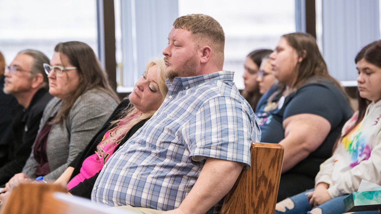 Joseph Outumuro attends a sentencing hearing for Cristopher Allen Gaudreau, after making a victim impact statement, in Lewis County Superior Court Wednesday morning in Chehalis.