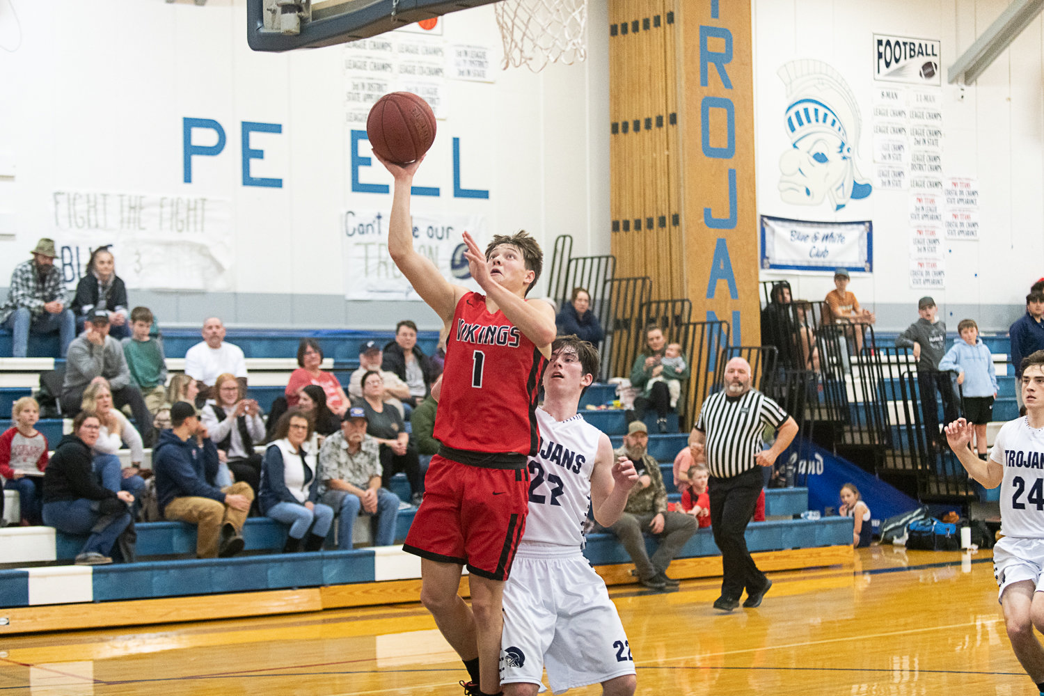 Keegan Kolb puts up a layup in transition during the second half of Mossyrock's 76-50 win at Pe Ell on Jan. 4.