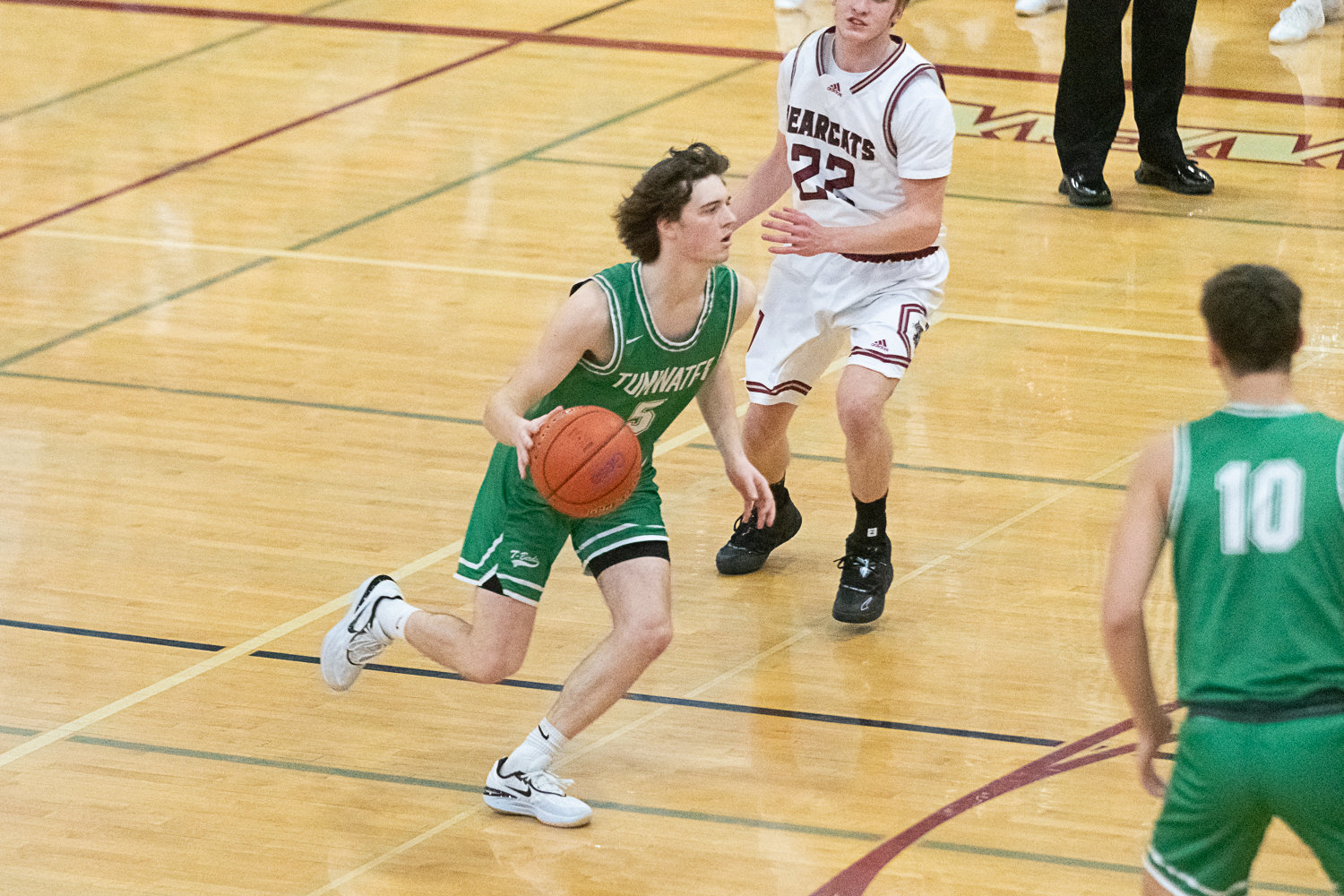Luke Reid drives with the ball during the first quarter of Tumwater's 71-58 win at W.F. West on Jan. 11.