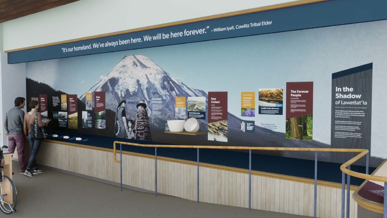 A rendering from a recent Zoom presentation shows what the revamped visitors center will look like.