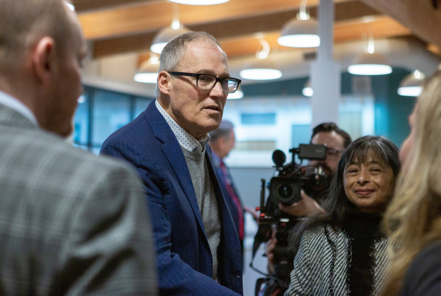 Gov. Jay Inslee speaks to attendees at a grand opening for a new Civil Center for Behavioral Health at Maple Lane School Friday, Jan. 27.