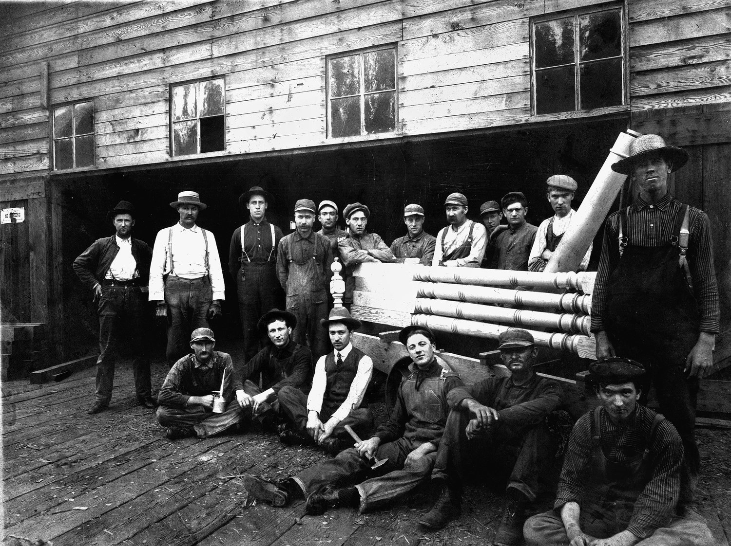 Luther Mulford is pictured in 1920 at work at a mill that made decorative columns in Chehalis. Mulford is fourth from the left in the back row and is the grandfather of Jim Nunn (photo contributor) whose mother Irma is one of seven children of Luther and Mary Canterbury Mulford of Chehalis. This photo and information was originally submitted by Jim Nunn for The Chronicle’s Our Hometowns books.