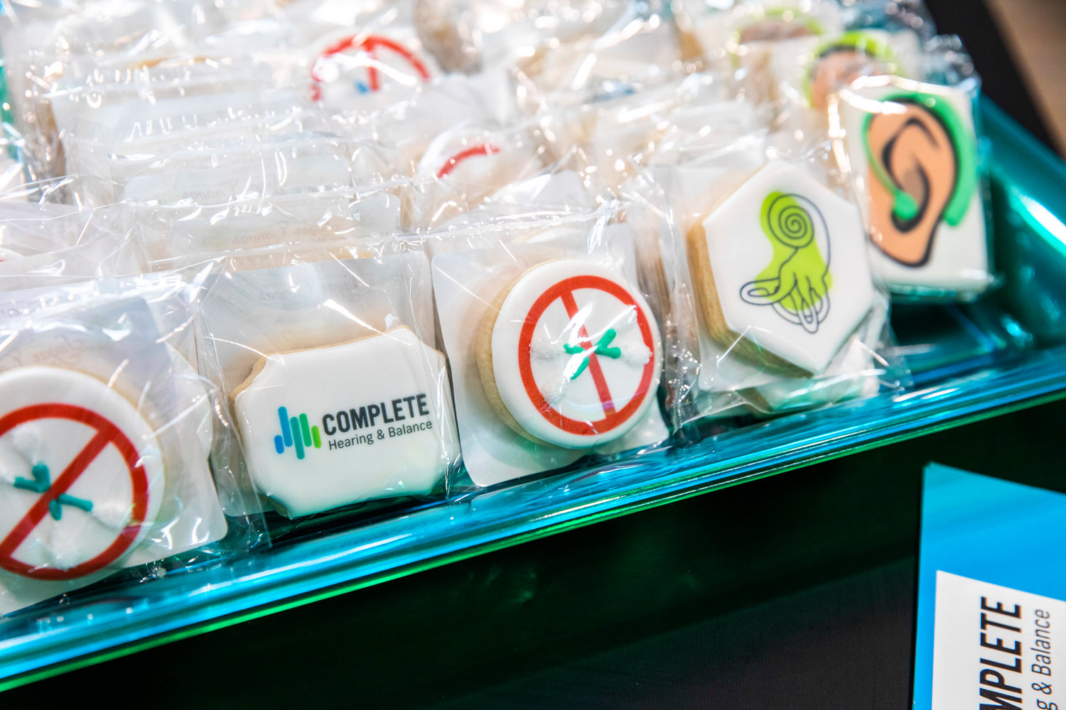 Decorated cookies sit on display during a Centralia-Chehalis Chamber of Commerce ribbon cutting ceremony at Complete Hearing and Balance in Chehalis on Thursday.