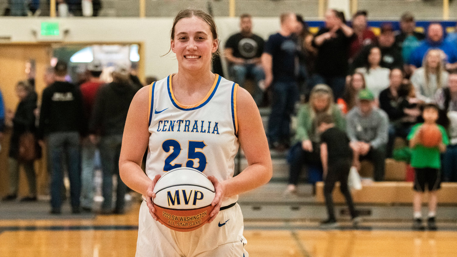MVP Karlee VonMoos, of Adna, poses for a photo after a Southwest Washington High School All-Star game at Centralia College Friday night.