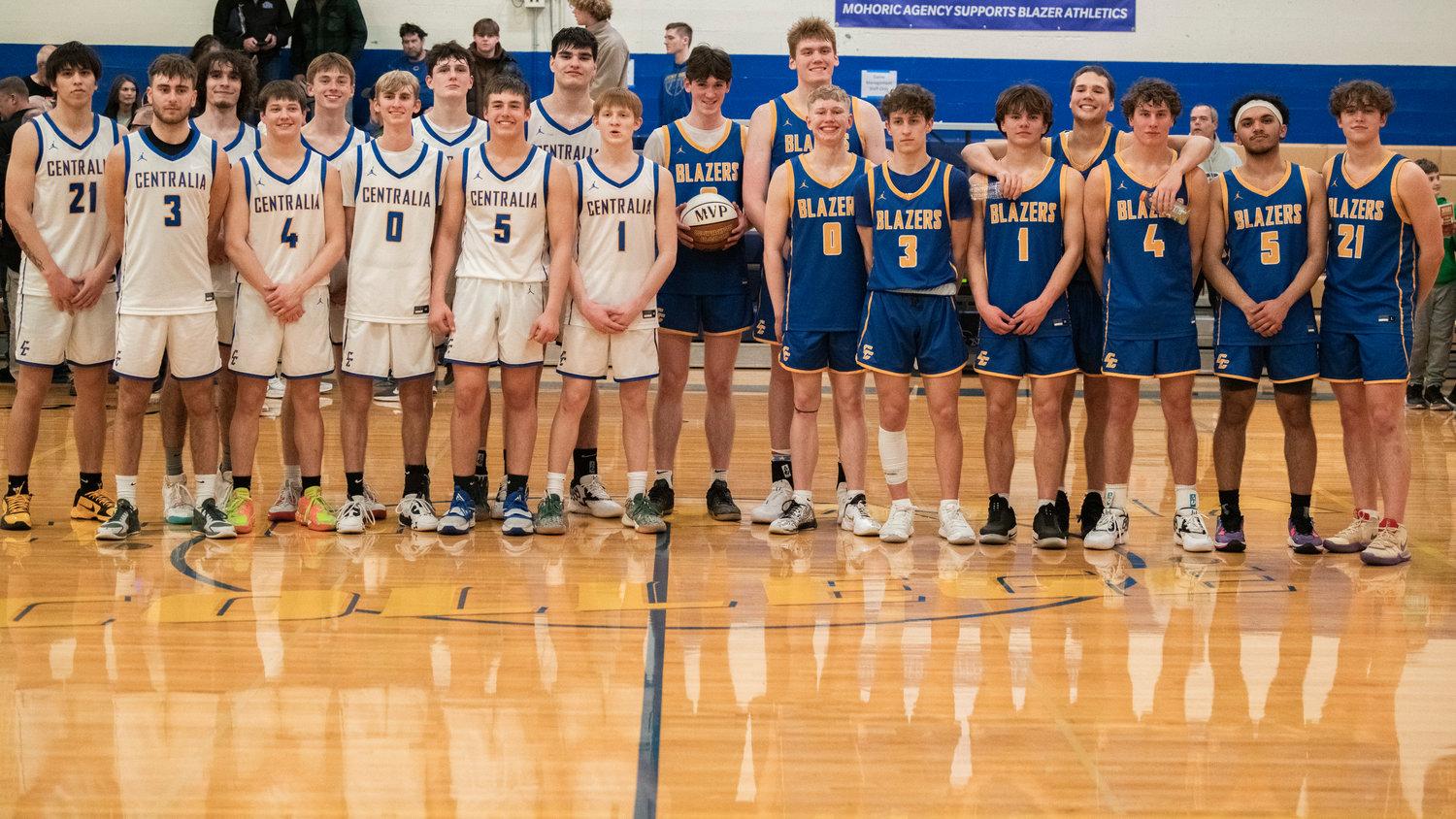 2A and 2B boys pose for a photo after a Southwest Washington High School All-Star game at Centralia College Friday night.