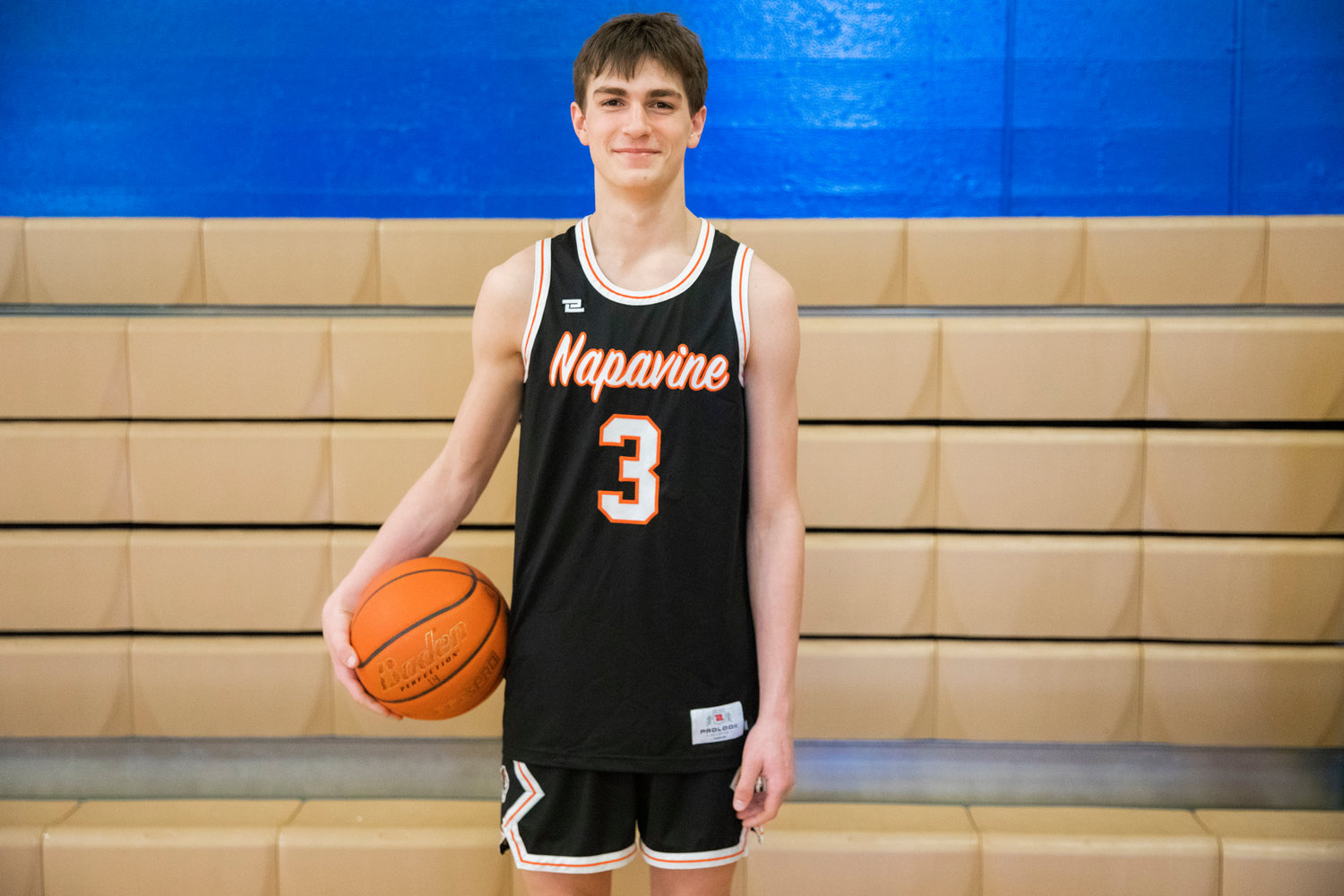 Napavine junior James Grose smiles for a photo after being named the all-area MVP in Centralia on Tuesday.
