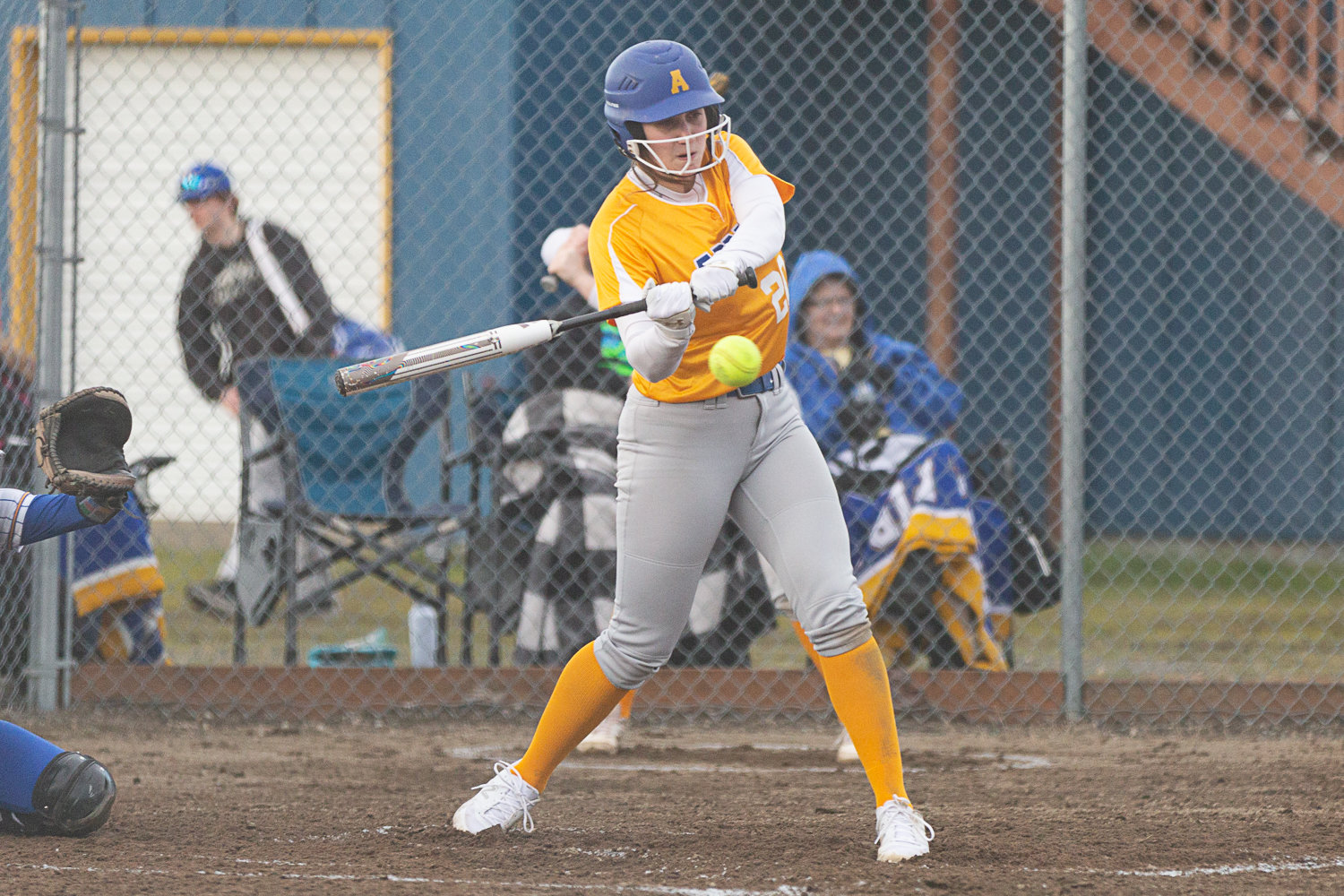 Adna's Karlee VonMoos swings at a pitch against Rochester March 15.