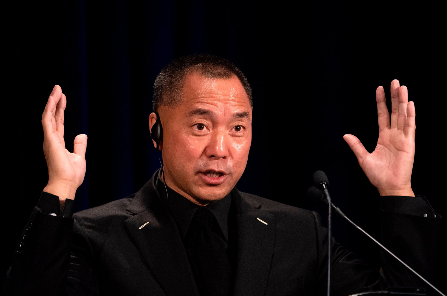Fugitive Chinese billionaire Guo Wengui holds a news conference on Nov. 20, 2018, in New York, on the death of of tycoon Wang Jian in France on July 3, 2018. (Don Emmert/AFP/Getty Images/TNS)