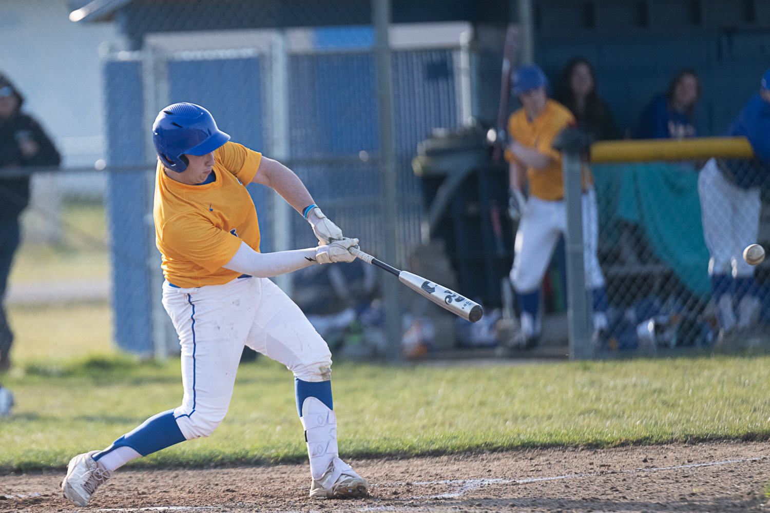 Hayden Pietras laces a ball into left field during Rochester's 15-6 win over R.A. Long on March 16.