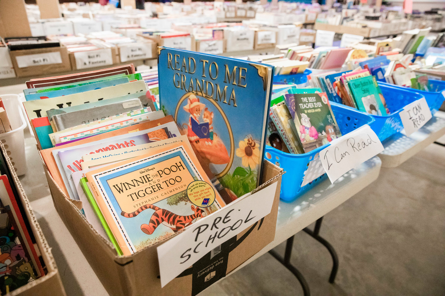 Kids books sit on display at the AAUW Used Book Sale at the Moose Lodge in Centralia on Tuesday.