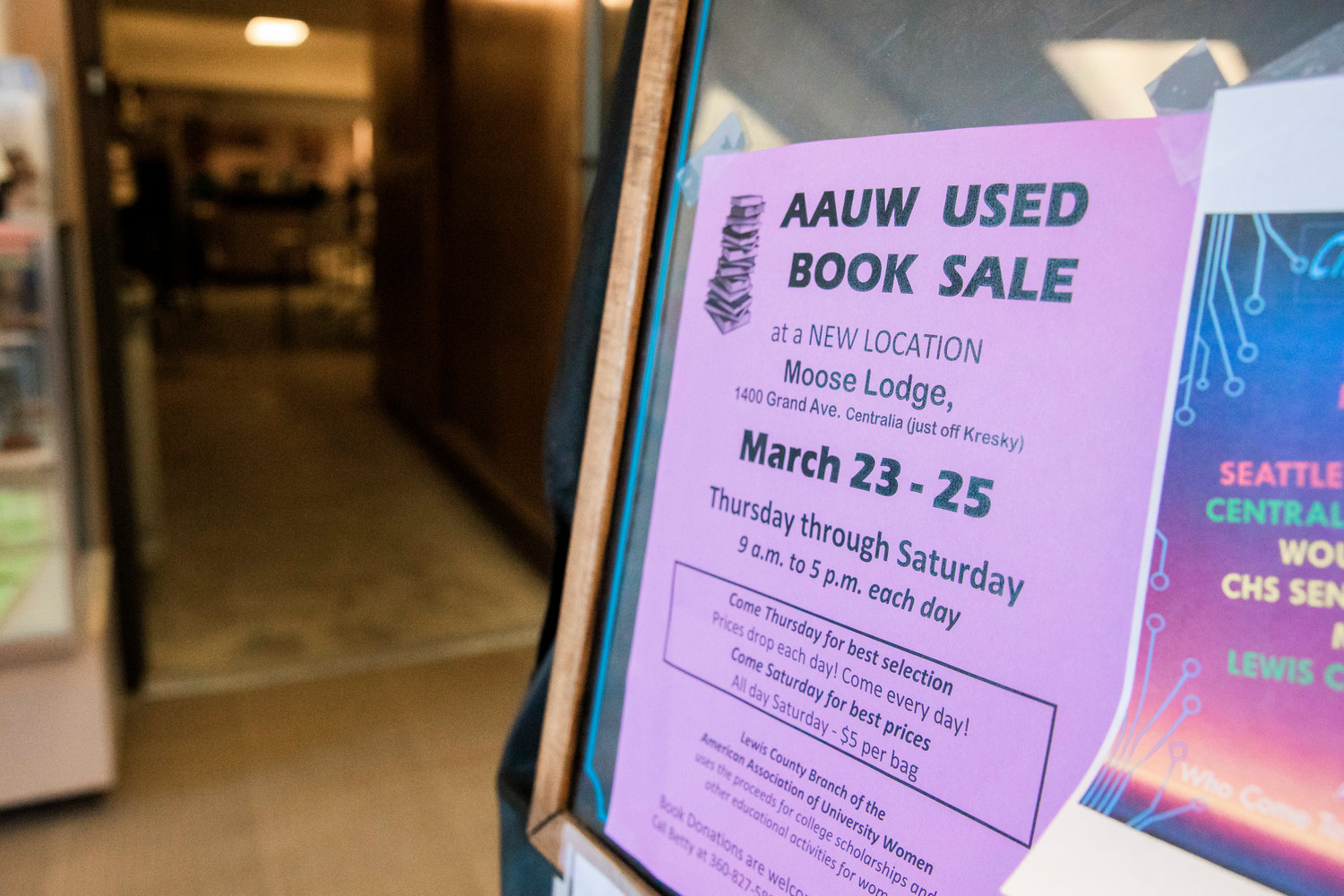 The AAUW Used Book Sale, which began over 40 years ago, is being held at the Moose Lodge in Centralia for the first time.