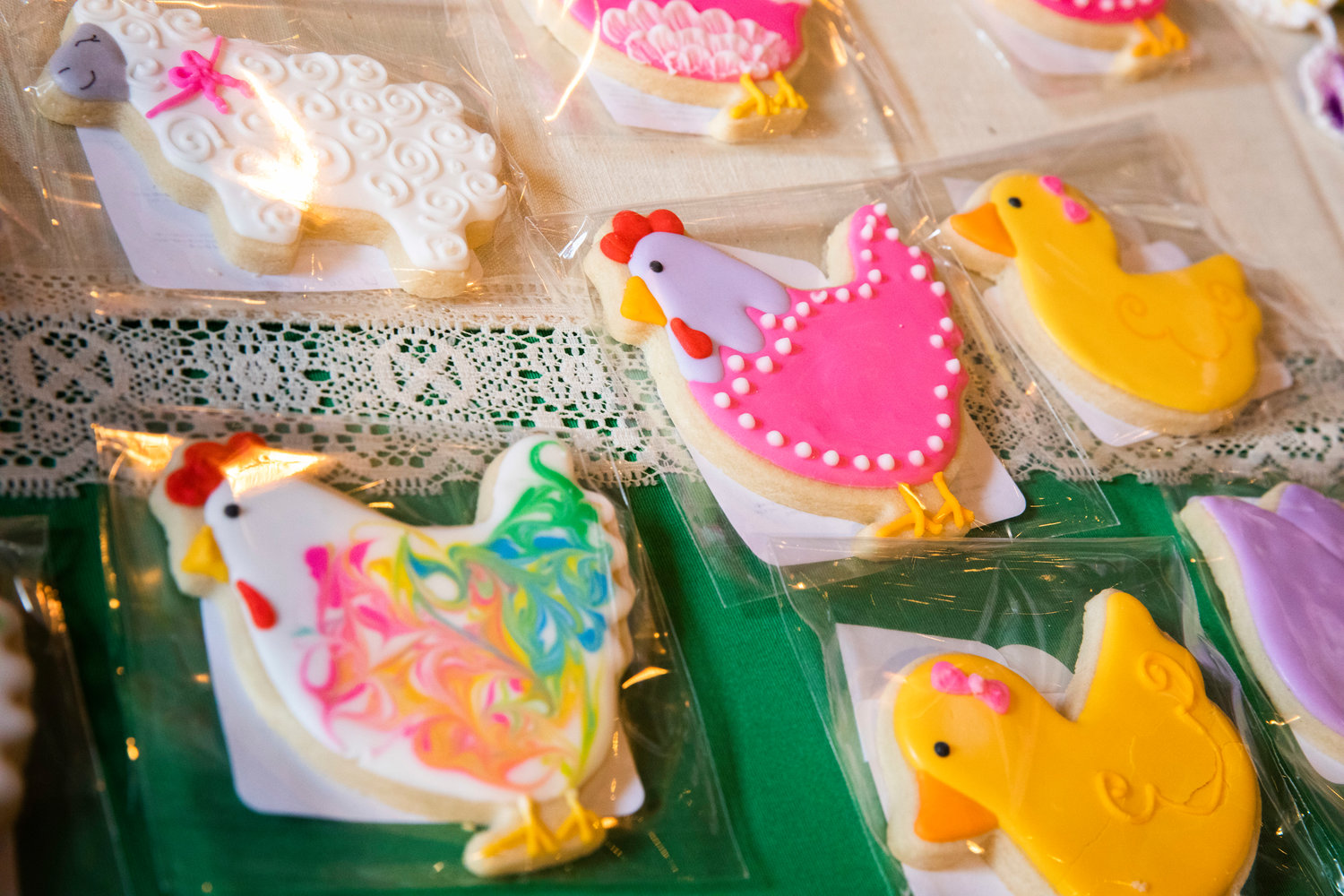 Lil’ Country Cookies are decorated and on display during the Tenino Arts Spring Market featuring 32 regional artisans inside the Kodiak Room on Sunday.
