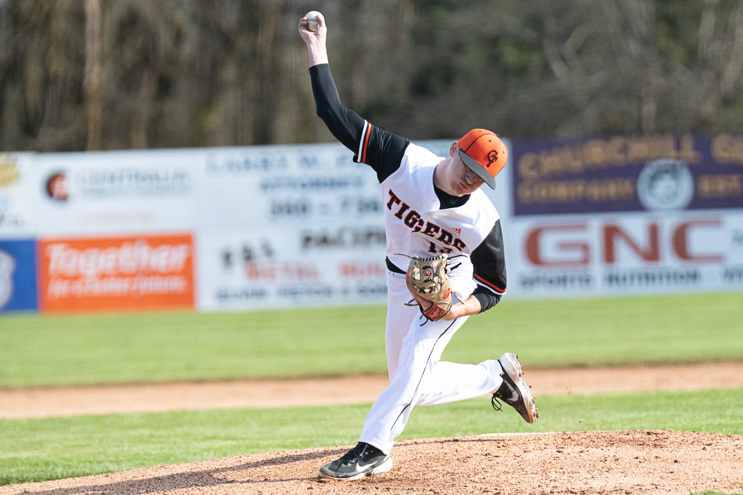 Brady Sprague throws a pitch in the first inning of Centralia's 10-0 loss to Tumwater on March 29.