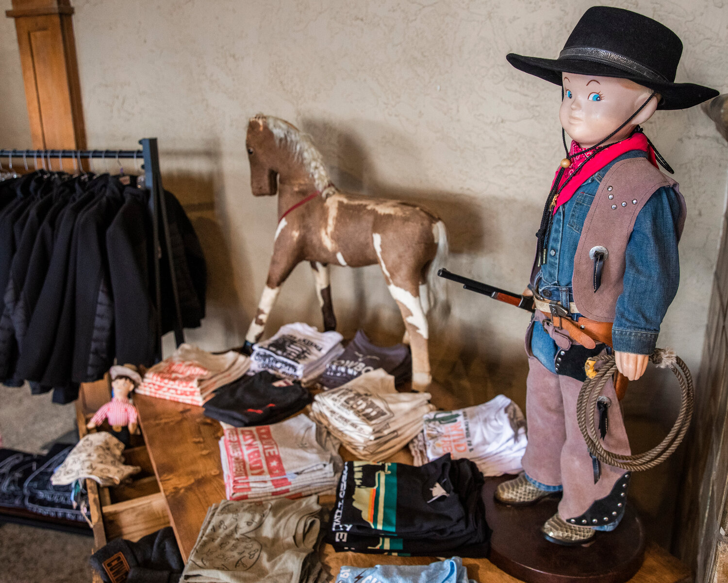 Kids clothing and western displays are seen inside Saddle Bum on Monday, May 8, in downtown Centralia.