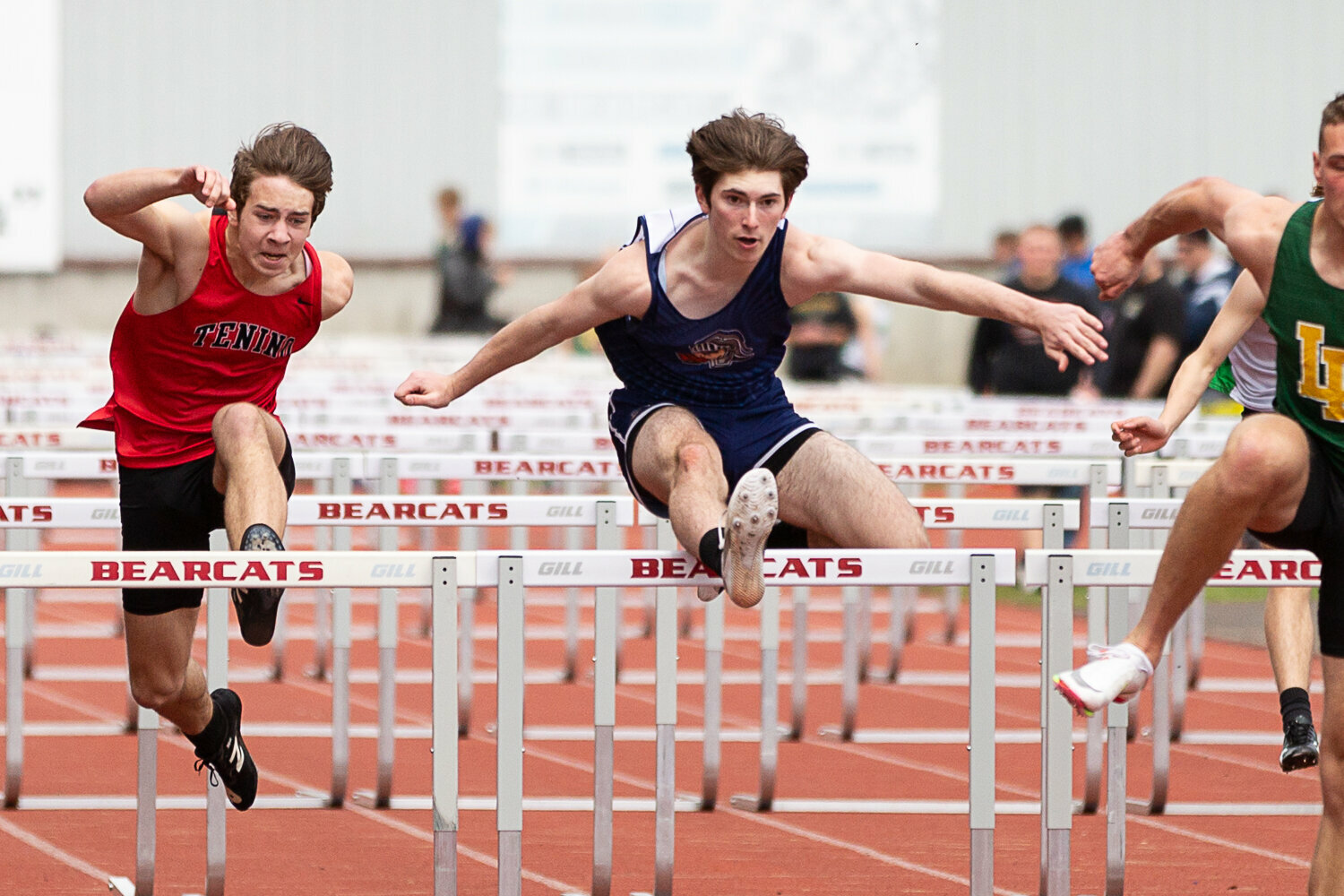 Pe Ell's Carter Phelps competes in the 110-meter hurdles at the Chehalis Activators Classic April 22 at W.F. West.