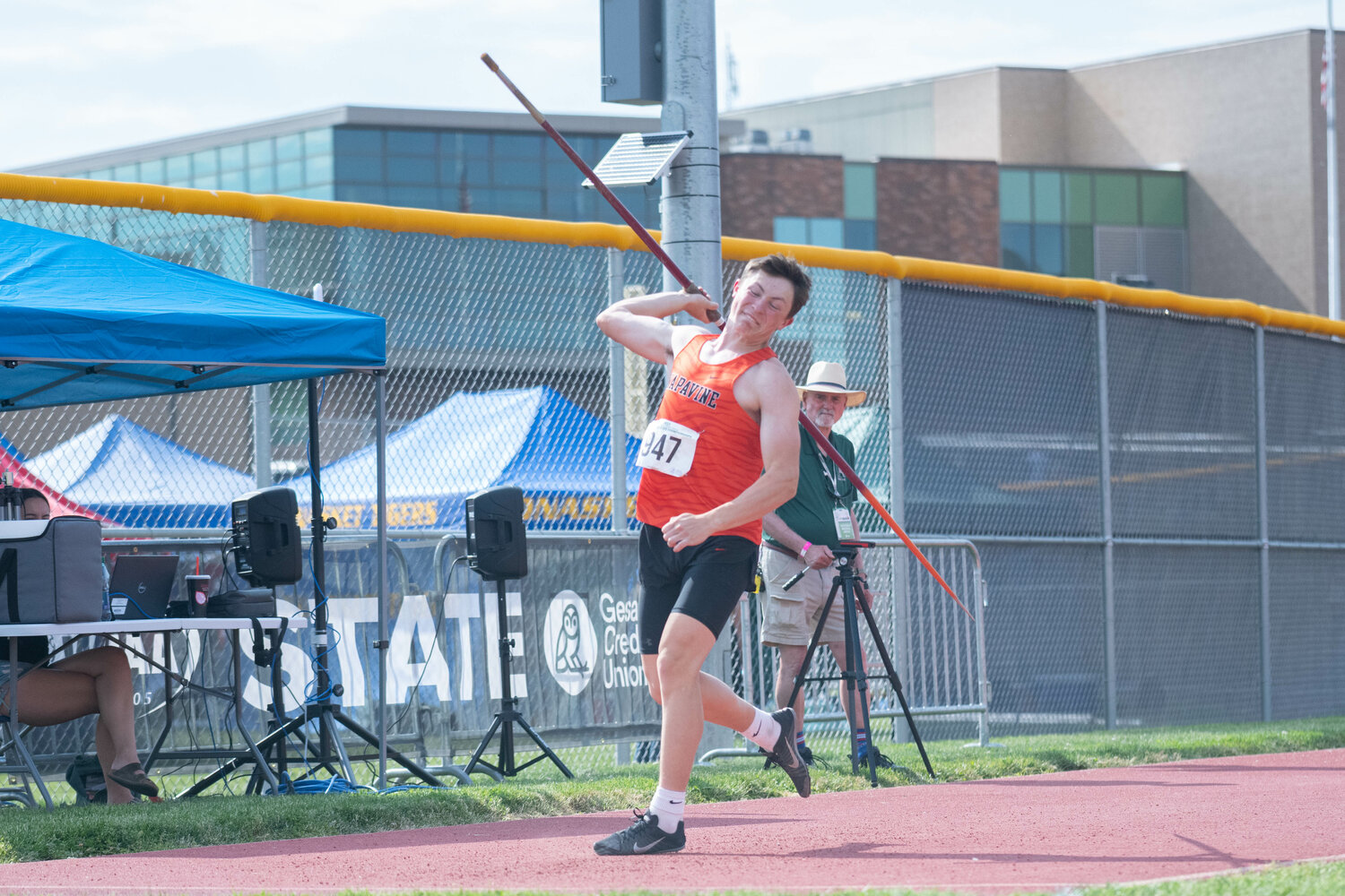 Napavine's Colin Shields throws the javelin at the 2B state championships at Zaepfel Stadium in Yakima on May 25.