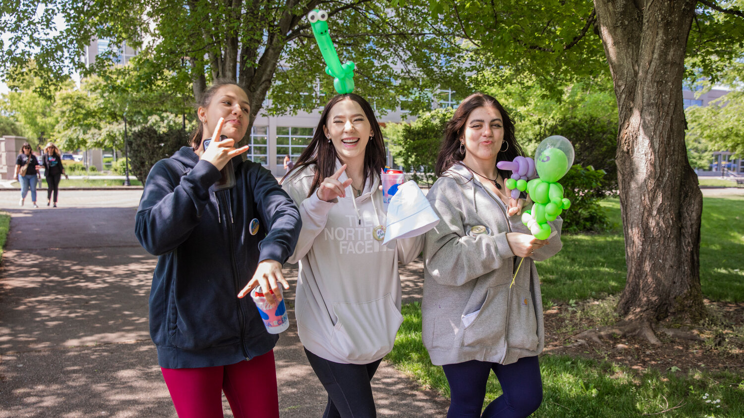 W.F. West students from left, Chase White, Hailey Bedah and Jazmyne Neves tour the Centralia College campus during Spring Fest on Wednesday, May 24.