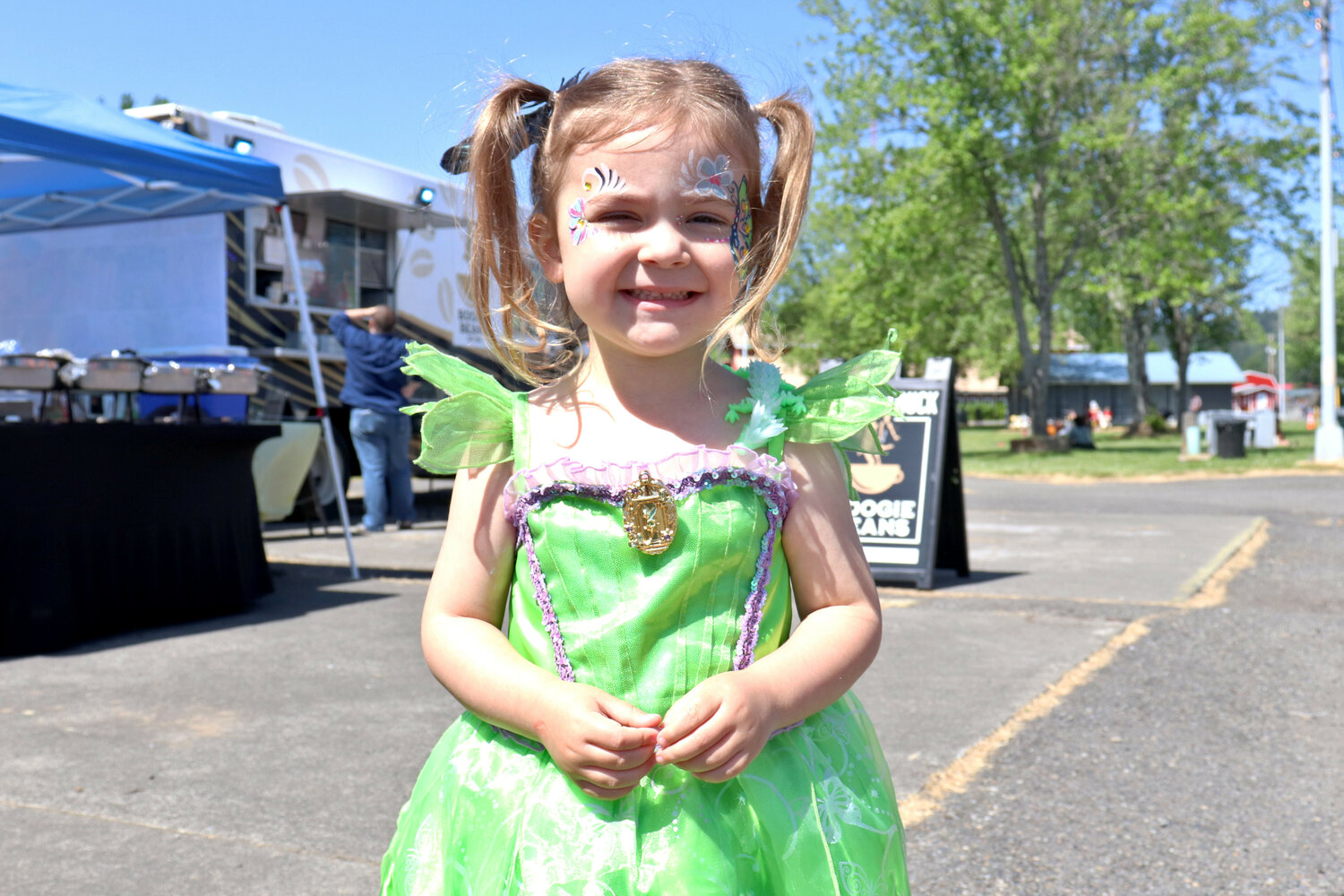 Adaline, 3, smiles for a photo on Saturday, May 27 during the Centralia Fantasy Festival at the Southwest Washington Fairgrounds in Chehalis.
