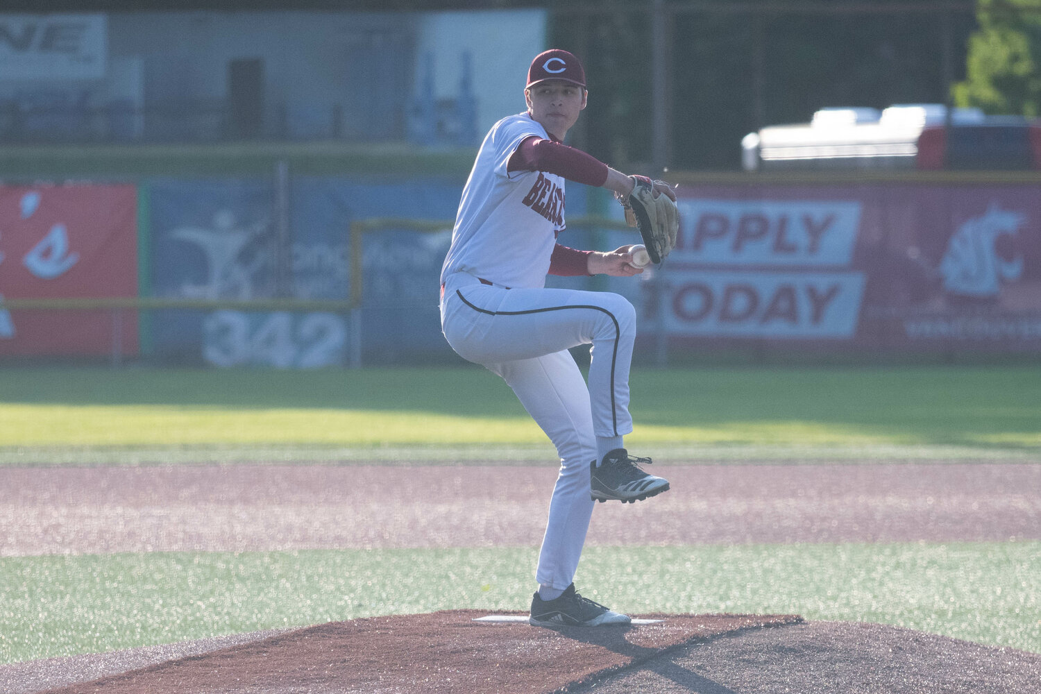 W.F. West's Waylen Land throws a pitch during the 45th annual Southwest Washington Senior All-Star Game, May 31 at Story Field in Longview.