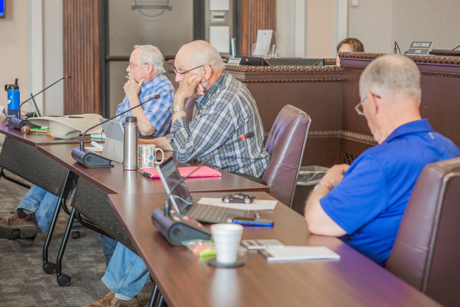 The Lewis County Board of Equalization listens to landowners appealing their property value assessments in the county courthouse in Chehalis on Thursday, June 1, 2023.