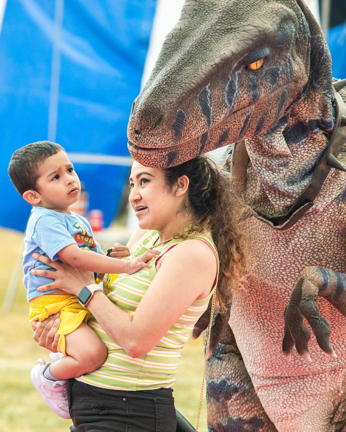 Visitors at the Southwest Washington Fairgrounds get up close to a raptor during the Jordan World Circus show on Wednesday, May 31.
