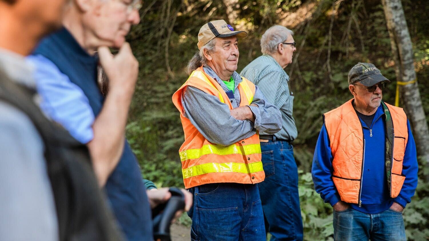 Pete Krabbe crosses his arms and smiles during a Pinchot Partners event in the Gifford Pinchot National Forest last year. Krabbe died in a motorcycle crash on state Route 508 west of Morton Thursday.