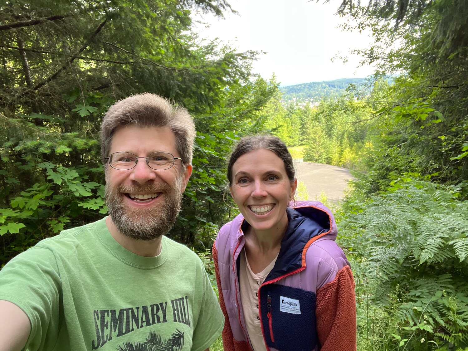 Chronicle columnist Brian Mittge and Shawna Herriford, executive director of Blue Zones Activate Lewis County, during a hike to the top of the Seminary Hill Natural Area in Centralia in June. (Photo: Brian Mittge)