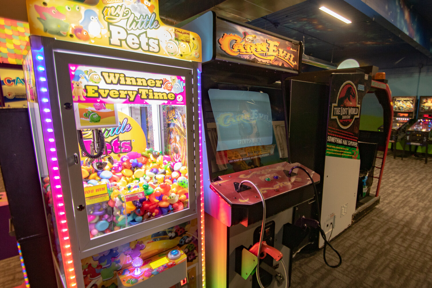 Various arcarde cames  games and a claw game are pictured on Thursday, Aug. 31 at Shankz Black Light Miniature Golf, located at 50 NE Median St. in Chehalis.